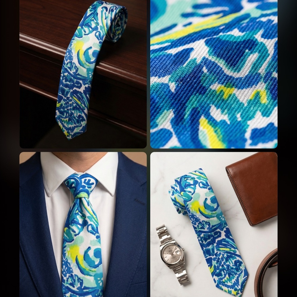 Men's Blue & Teal Abstract Tie